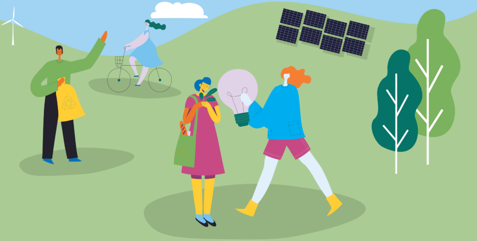 Illustration of solar and wind in the community